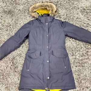 The North Face Women's Dark Blue Ski Jacket with Faux Fur Hood
